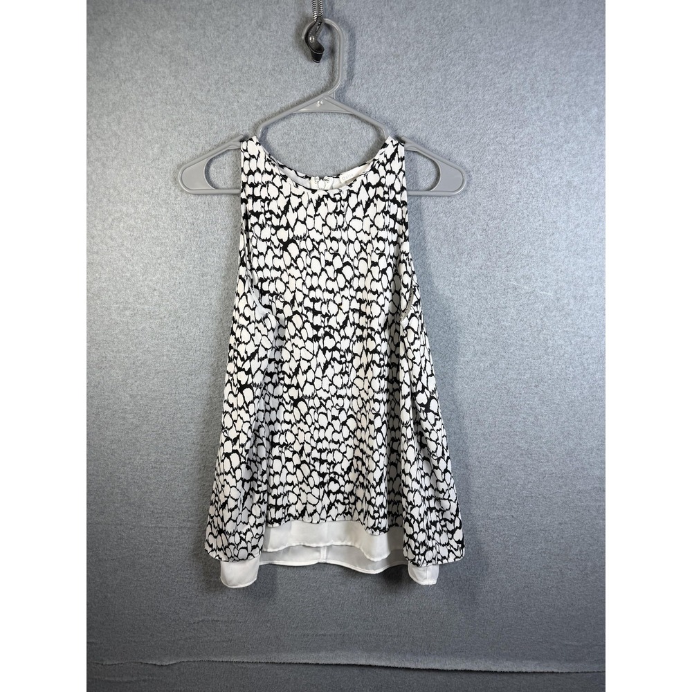 Dalia Blouse Womens Small White Animal Print Lined Long Sleeve Top